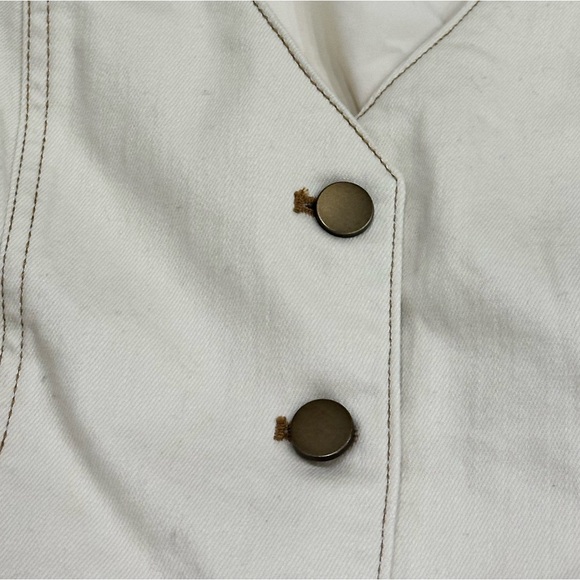 Anthropologie Belle Vere Denim Vest Cream Off White Sz Medium - Picture 4 of 9